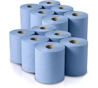 12 X Blue Roll Centrefeed 2 Ply Kitchen Rolls Embossed Pattern Paper Towels Strong and Absorbent Tissue Paper Wipe Away Perfect for Commercial & Kitchen Use