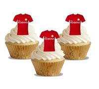 12 x Bristol City FC Football Shirts - Choose from UNFLAVOURED or Vanilla-SWEETENED Toppers - Fun Novelty Birthday Premium Stand UP Edible Wafer Card Cake Toppers Decorations (Unflavoured)