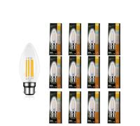 12 X Candle Led Filament 4.5W Light Bulb Bc Warm White Dimmable for Any Space | Energy Saving Lamps Bulb for Daily Use | Suitable for Ceiling Lights Chandeliers and Decorative Home Lighting