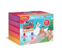 12 x Christmas Bath Bomb Gift Set from Zimpli Kids, Great Value Stocking Fillers for Children, Bath Fizzers, Xmas Presents for Boys & Girls, Organic,
