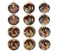 12 x Christmas Tree Decorations, Christmas Decoration for Hanging, Christmas Tree Bauble "Jesus Born", Religious Figure, Pendant for Outdoor Decoration, Party, Yard Christmas Tree Decoration