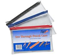 12 x Clear Exam Pencil Case See Through 20cm x 12.5cm Zip Bag Transparent Extra Strong