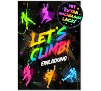 12 x Climbing Invitation Cards Children's Birthday Boy Girl - The Boulder Party Cards are the Bouldering Invitation for Boys Children Climbing Birthday Invitation Climbing Gym Climbing Forest Climbing