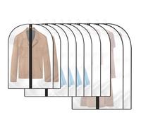 12 x clothes covers, dust proof, transparent hanging clothes covers with zip, protection for shirts, suits, coats, dresses, etc. (60 x 80, 60 x 100, 60 x 100, 60 x 120 cm, black)