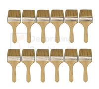 12 x Disposable Economy Paint Brushes 4" | 100mm Natural Bristle Laminating Brushes