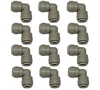 12 x DMFit AEU0404 1/4" - 1/4" Union Elbow Push-fit Compatible with John Guest Speed fit