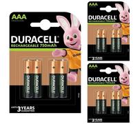 12 x Duracell AAA 750mAh NiMH Rechargeable Batteries PreCharged DECT Phone LR03