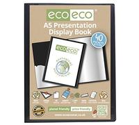 12 x eco-eco A5 50% Recycled 40 Pocket Black Folder Presentation Display Book