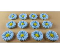 12 x Edible 3D 22mm flowers icing toppers, cake cupcakes decorations T104 (Baby Blue)