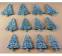 12 x Edible 3D 25mm Mixed Trees icing toppers, cake cupcakes decorations T046 (Green with Pearl Ivory Shimmer)