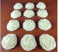 12 x Edible 3D 33mm large roses rose flowers icing toppers, cake cupcakes decorations T011 (Ivory)