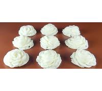 12 x Edible 3D 33mm large roses rose flowers icing toppers, cake cupcakes decorations T011 (White)