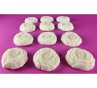 12 x Edible 3D 36mm large roses, rose flowers icing, toppers, cake cupcakes decorations T013 (White)