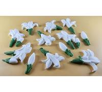 12 x Edible 3D 50mm Lily Flowers icing toppers, cake cupcakes decorations T109 (White)