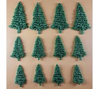 12 x Edible 3D Christmas Trees icing toppers, cake cupcakes decorations (Green) T046