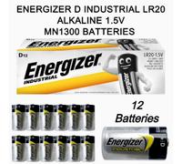 12 X ENERGIZER INDUSTRIAL D SIZE ALKALINE BATTERIES LR20 MN1300 LONG LASTS 1.5 V