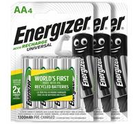 12 x Energizer Rechargeable AA batteries Universal 1300 mAh Accu NiMh Pack of 4