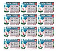 12 x Fake Joke Christmas Scratch Cards - Winning Lottery Ticket Practical Prank- Every card appears to win £100,000 or £250,000