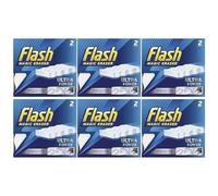12 x Flash Magic Eraser Ultra Power Cleaning Sponges, No Chemicals Needed, Removes Tough Marks, Scuffs, Crayon, Grease & Grime from Walls, Tiles, Floors, Sinks, Kitchen & Bathroom Surfaces (Pack of 6)