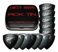 12 x Gibson Wedge Guitar Picks In A Handy Pick Tin - 4 Of Each Size
