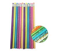 12 x Glitter HB Pencils. 6 Different Barrel Colours. Ideal Party Bag Filler / Class Gift