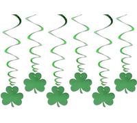 12 x Hanging Shamrocks - St Patricks Day Party Decorations Large Metallic Foil Swirls - 1 Metre Wall & Window Backdrop Decoration for Irish Themed Parties, Pubs & Events