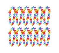 12 x Hawaiian Garland Flower Lei Necklace Hawaiian Leis - Hawaiian Party Decorations or Hawaiian Fancy Dress - Tropical Party Decorations Hawaiian Garlands Flower Garland Hawaiian Decorations