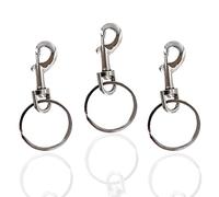 12 x Heavy Duty Key Ring - Strong Large Hipster Jailers Swivel Clasp, Split Keyring, Extra Secure 60mm Metal Belt Clip, Keychain FOB Wallet Holder, Key Wallet Clip Pack