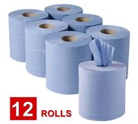 12 X Jumbo Workshop Hand Towels Rolls 2 Ply Centre Feed Wipes Embossed Tissue