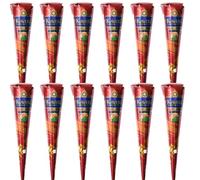 12 x Kaveri Mehendi Henna Cones - Dark Brown Henna for Hand Art, Henna Stencils, and Henna Freckles - Henna Cones for Henna Tattoo Kit - Natural Organic Temporary Tattoo - Box of 12 Individual Cones