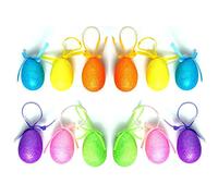 12 x Large Hanging Sparkling Glitter Eggs Easter Hunt Gift Craft Decoration Accessories