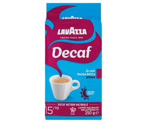 12 x LAVAZZA DEK Intenso Decaffeinated Ground Coffee 250g Italian Espresso