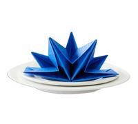12 x Luxury Folded Blue Napkins. Disposable Linen Feel Soft 3 Ply Paper Star Serviettes. Dinner Party Wedding Table Restaurant Large Elegant Stylish 40 x 60cm (16 x 24 inch)
