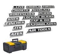 12 X Magnetic Tool Box Labels, 3D-Printed Tool Box Magnetic Labels, Removable Organization Tags Stickers | Organizer with Strong Magnets | for Drawers Cabinets Metal Surfaces