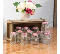 12 x Mini 90ml Assorted Square & Round Glass Spice Herb Jars with Air Tight Lids