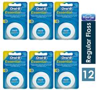 12 x Oral B Floss Essential Regular Floss | Dental Unwaxed Floss