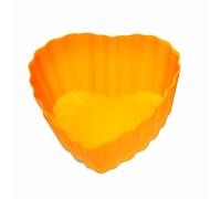 12 x Orange Heart Silicone Cupcake/Fairy Cake Cases - Reusable Molds