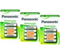 12 x Panasonic AA Rechargeable Batteries 1900 mAh HR06 LR6 MN1500 Battery