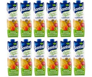 12 x Parmalat Santal Succo di Frutta Multifrutti Dolce di Natura Zero Zuccheri Aggiunti Multifruit Juice Zero Sugar Additive Refreshing Drink Tetrapack 1000 ml