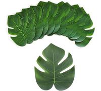 12 x Pcs Tropical Artificial Palm Leaves - Faux Monstera Jungle Leaves for Hawaiian Luau, Safari, Beach, and Jungle Theme Party Decorations