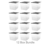 12 x Plastic Storage Boxes 110 Litres Extra Large - Clear & Black Supa Nova by Strata