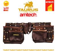 12 x Pockets AMTECH Heavy Duty GENUINE LEATHER Tool Belt Pouch Builders DIY Work