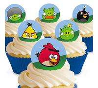 12 x PRE-CUT Angry Birds Birthday Cupcake Edible Cake Toppers