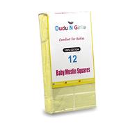 12 x Premium Quality Baby Muslin Squares 100% Cotton, 72 X 72 cm, Supersoft, Made in EU (Yellow)