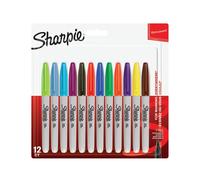 12 x SHARPIE Permanent FINE Bullet Tip Markers - Black, Blue, Red & Assorted Pen