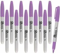 12 x Sharpie Permanent Marker Pens, 1.0mm Point Tip | Boysenberry Purple/Lilac Colour Ink - Marks on Almost Any Surface - Loose in Plain Packaging