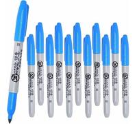 12 x Sharpie Permanent Marker Pens | Marks on Most Surfaces: Paper, Fabric, Glass, Plastic, Wood, Metal | Fine Point Bullet Tip Nib for Smooth Writing: Light Blue Colour Ink | Loose in Plain Packaging