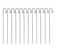 12 x Shepherds Crook Black Metal Garden Border Hooks (1m)
