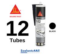 12 x Sikaflex 522 Adhesive Sealant, BLACK, 10/26 Expiry, Brand New