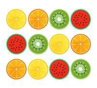 12 x Simpa Fruity Coasters - Novelty Silicone Fruit Slice Inspired Placemats Coasters - Watermelon, Kiwi Fruit, Orange and Lemon Designs - 9cm Diameter